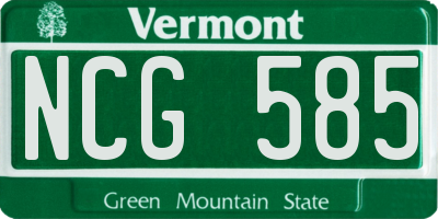 VT license plate NCG585