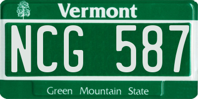 VT license plate NCG587