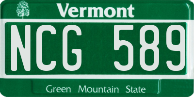 VT license plate NCG589