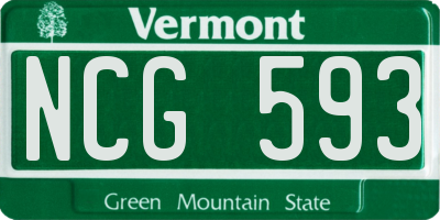 VT license plate NCG593