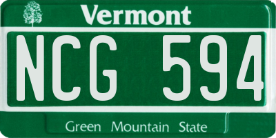 VT license plate NCG594