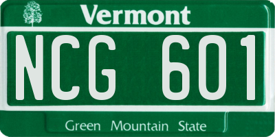 VT license plate NCG601
