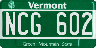 VT license plate NCG602