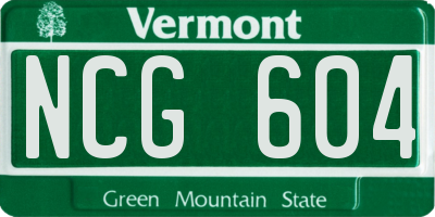 VT license plate NCG604