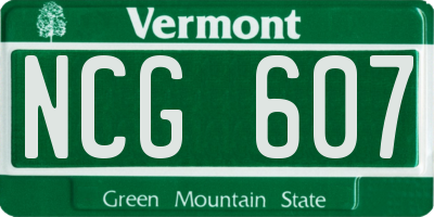 VT license plate NCG607
