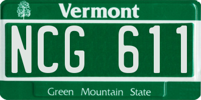 VT license plate NCG611