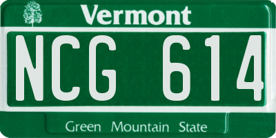 VT license plate NCG614