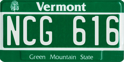 VT license plate NCG616