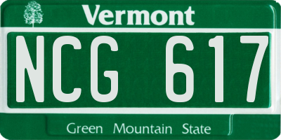 VT license plate NCG617