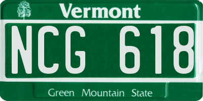 VT license plate NCG618
