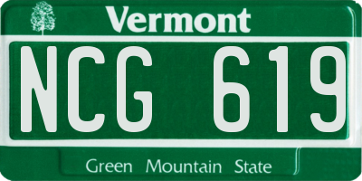 VT license plate NCG619