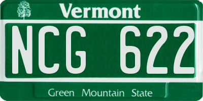 VT license plate NCG622