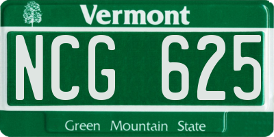 VT license plate NCG625