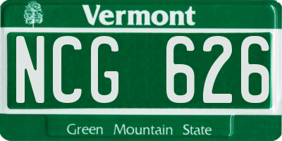 VT license plate NCG626