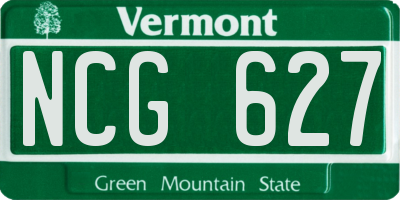 VT license plate NCG627