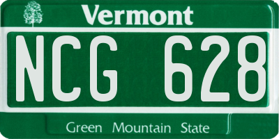 VT license plate NCG628