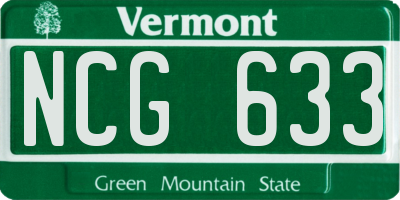 VT license plate NCG633