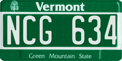 VT license plate NCG634