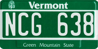 VT license plate NCG638
