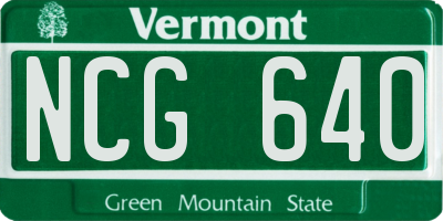 VT license plate NCG640