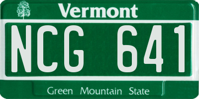 VT license plate NCG641
