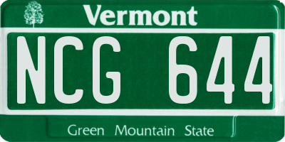 VT license plate NCG644