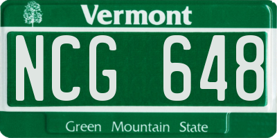 VT license plate NCG648