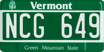 VT license plate NCG649