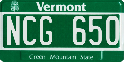 VT license plate NCG650