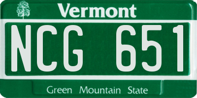 VT license plate NCG651