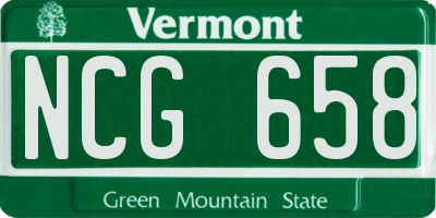VT license plate NCG658