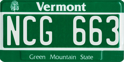 VT license plate NCG663