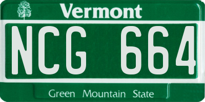 VT license plate NCG664