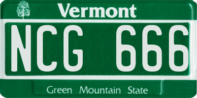 VT license plate NCG666