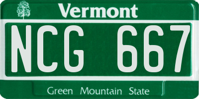 VT license plate NCG667