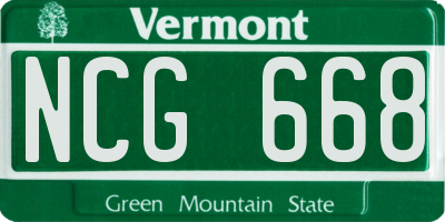 VT license plate NCG668