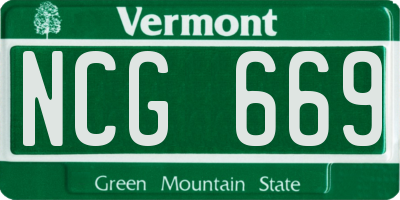 VT license plate NCG669