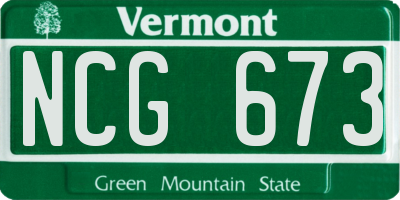 VT license plate NCG673