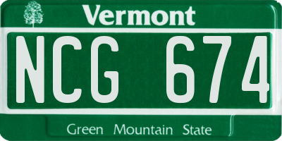 VT license plate NCG674