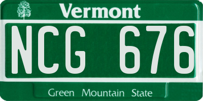 VT license plate NCG676