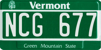 VT license plate NCG677