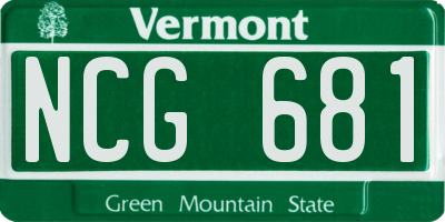 VT license plate NCG681