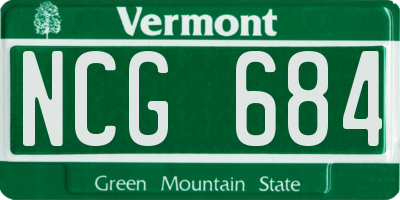 VT license plate NCG684