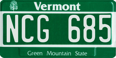 VT license plate NCG685