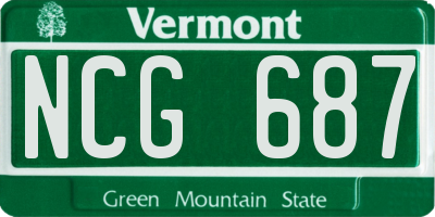 VT license plate NCG687