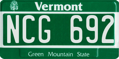 VT license plate NCG692