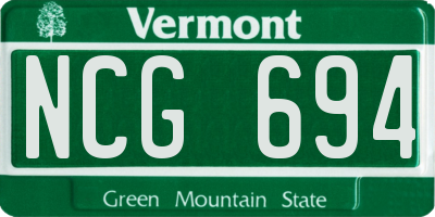 VT license plate NCG694