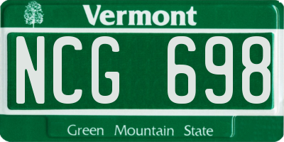 VT license plate NCG698