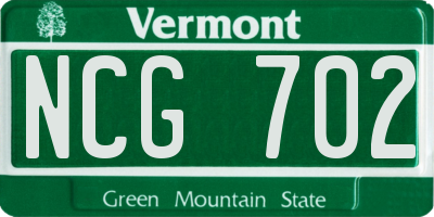 VT license plate NCG702