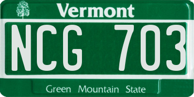 VT license plate NCG703